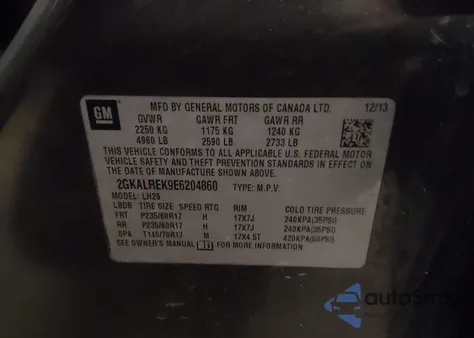 2014 GMC Terrain Sle-2 from USA, damaged, VIN 2GKALREK9E6204860